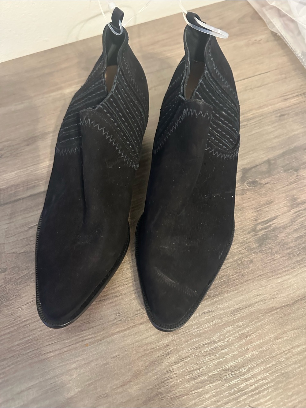 Schutz Black Suede Heeled Bootie